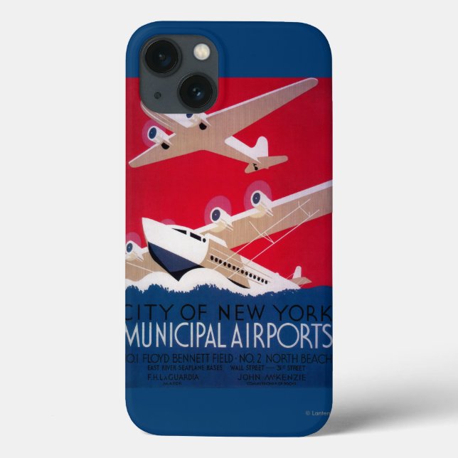 Poster vintage do Aeroporto Municipal de Nova Iorq (Verso)