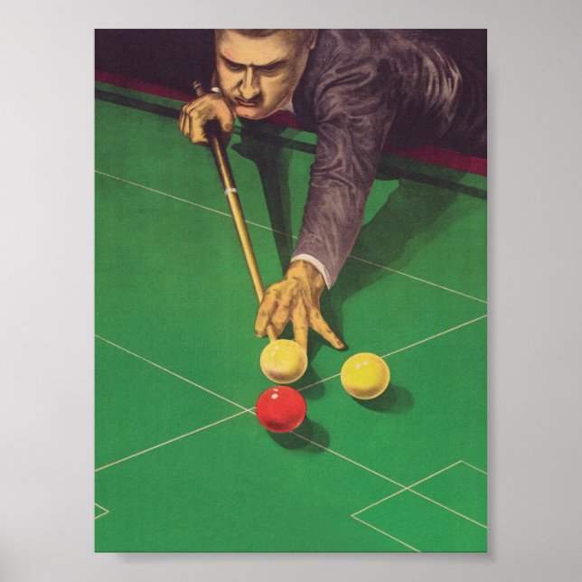Poster vintage do Billiards Player (Frente)