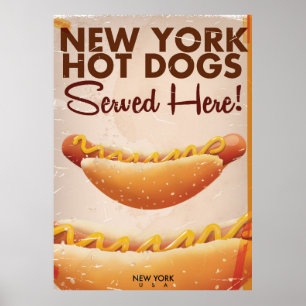 Poster vintage do cachorro quente de New York
