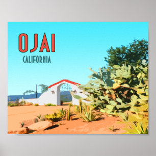Poster Vintage do cacto do Succulent de Ojai Califórnia