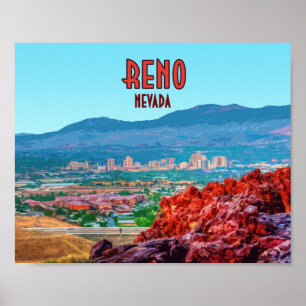 Poster Vintage do centro de Reno Nevada