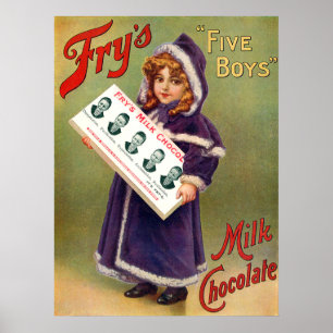 Poster vintage do chocolate de leite dos meninos