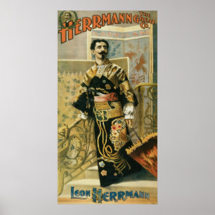 Poster Vintage do mágico de Leon Herrmann