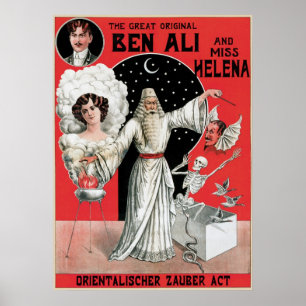 Poster Vintage do mágico do Illusionist de Ben Ali