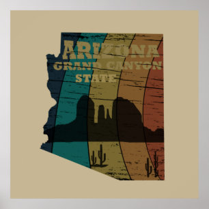 Poster vintage do mapa de estado de arizona