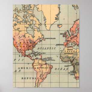 Poster Vintage do Mapa Mundial