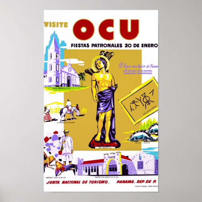 Poster vintage do Panamá Restaurado (Frente)