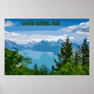 Poster vintage do Parque Nacional Glacier