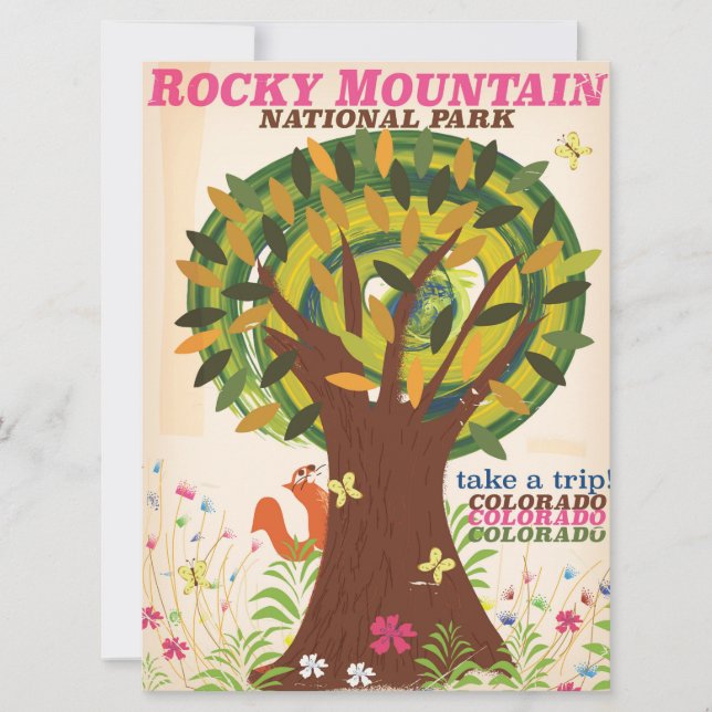 Poster vintage do Parque Nacional Rocky Mountain (Frente)