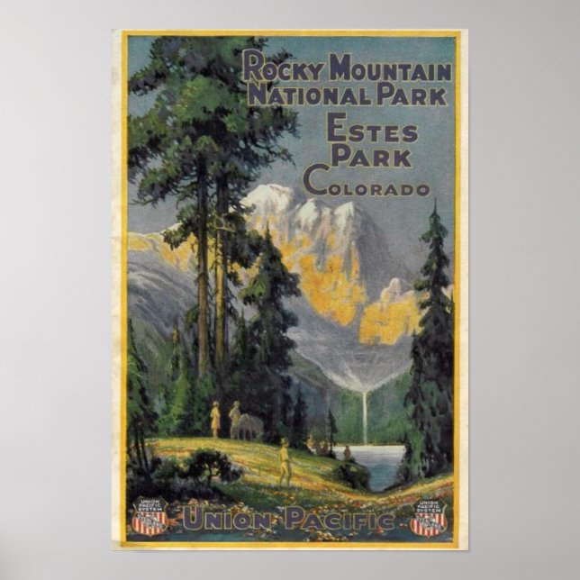 Poster vintage do Parque Nacional Rocky Mountain (Frente)