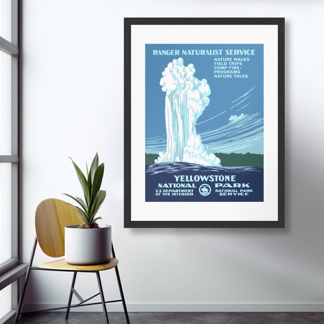 Poster vintage do Parque Nacional Yellowstone (Yellowstone)