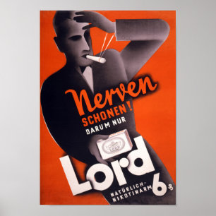 Poster vintage do senhor Cigarro Alemão restaurad
