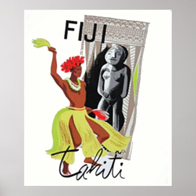 Poster vintage do Taiti Fiji (Frente)