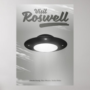 Poster vintage do UFO de Roswell da visita