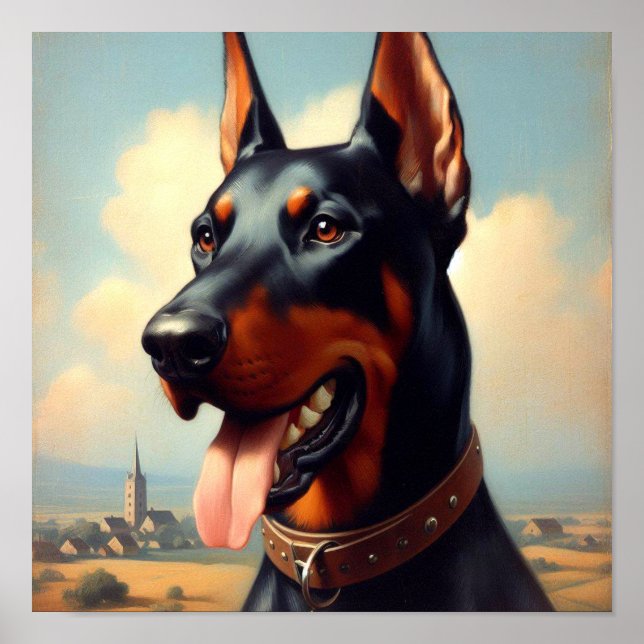 Poster Vintage Doberman Painting (Frente)