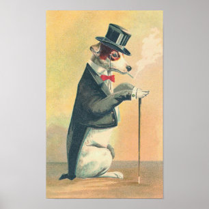 Poster Vintage Dog Top Hat
