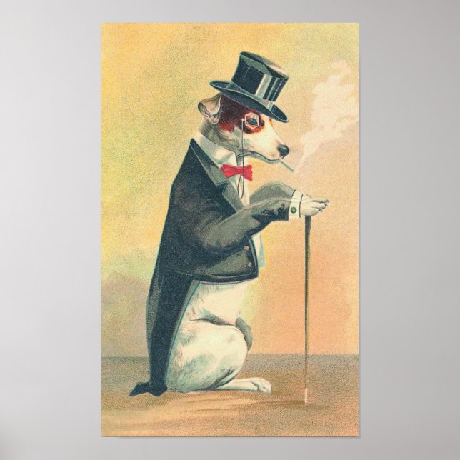 Poster Vintage Dog Top Hat (Frente)