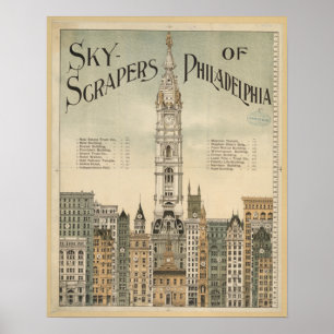 poster vintage dos arranha-céus de Philadelphfia