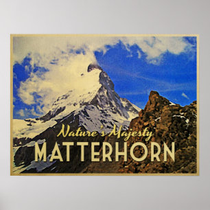 Pôster Vintage dos cumes de Matterhorn