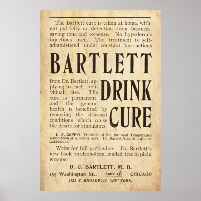 Pôster Vintage Drink Cure Ad de 1899 (Frente)