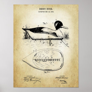Poster Vintage Duck Decoy no.1 Wall Decor presente de caç