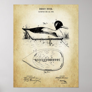 Poster Vintage Duck Decoy no.1 Wall Decor presente de caç