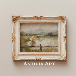 Poster Vintage Ducking Painting País Russo Duck Pond