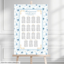 Poster Vintage Dusty Blue Watercolor Seating Chart