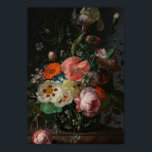 Poster Vintage Dutch Master Still Life Rachel Ruysch<br><div class="desc">Step into the Dutch Golden Age with this masterfully restored reproduction of "Still Life with Flowers on a Marble Tabletop" (1716) by Rachel Ruysch. As one of the most celebrated floral painters in history, Ruysch was famous for her meticulous detail and dramatic, "moody" lighting. This piece features a lush, asymmetrical...</div>