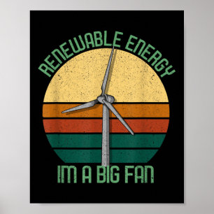 Poster Vintage Earth Day Renewable Energy Sou Um Grande V