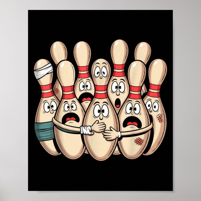 Poster Vintage Ed Bowling Cartoon Funny Bowler League  (Frente)