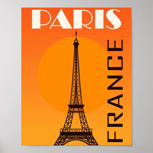 Poster Vintage Eiffel Tower Paris Viagem (Frente)