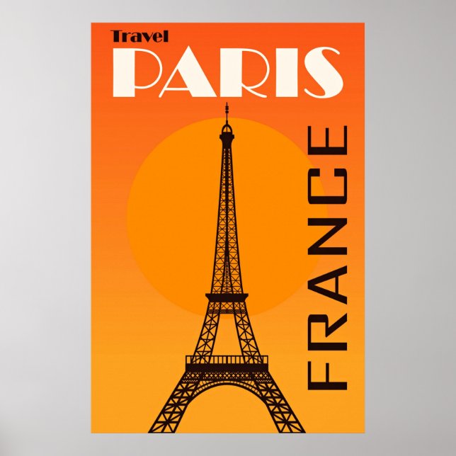 Poster Vintage Eiffel Tower Paris Viagem (Frente)