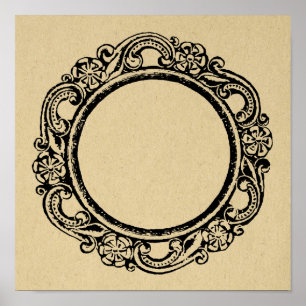Poster Vintage Elegant Circular Frame PERSONALIZAR TEXTO