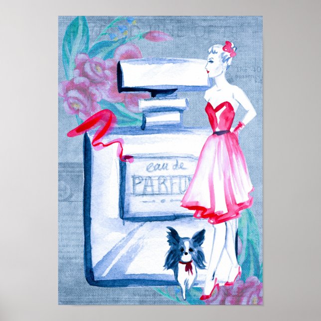 Poster Vintage Elegant Eau De Parfum Ladies Boudoir (Frente)