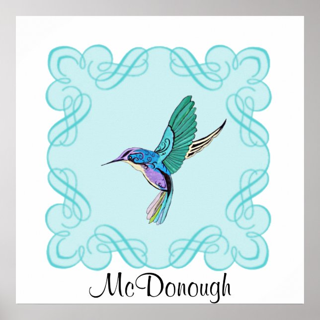 Poster Vintage Elegant Hummingbird (Frente)