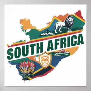 Poster Vintage Elegant South Africa Viagem Souvenir