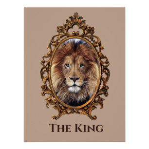 Pôster Vintage Elegante Brown Lion King Pais Retroritário