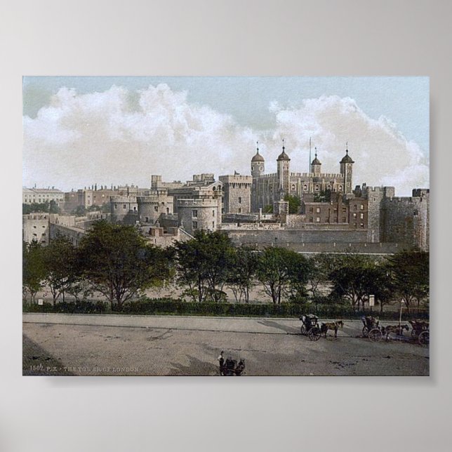 Pôster Vintage England London Tower 1890 (Frente)