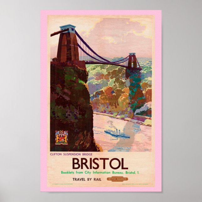 Poster Vintage English Bristol Viagem (Frente)