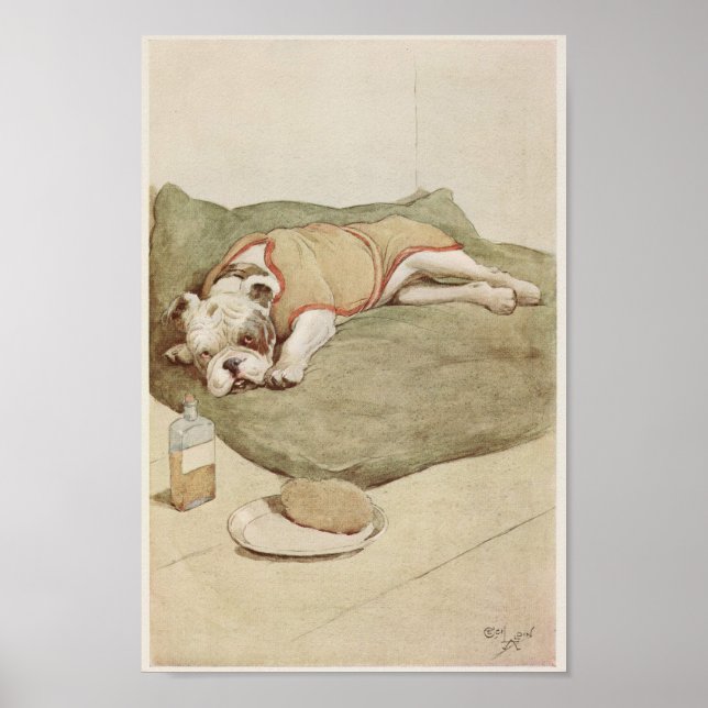 Poster Vintage English Bulldog Illustration (Frente)