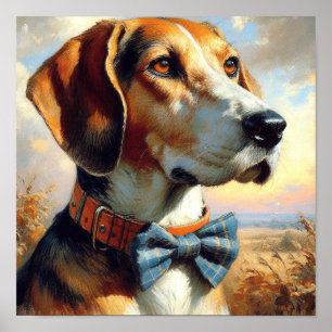 Poster Vintage English Foxhound Painting