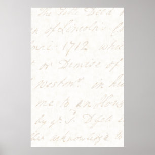 Pôster Vintage English Script Ivory Paper, 1700s