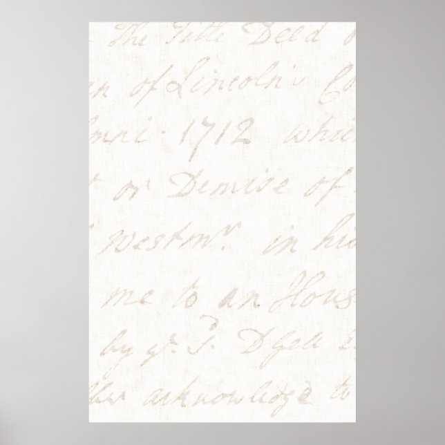 Pôster Vintage English Script Ivory Paper, 1700s (Frente)
