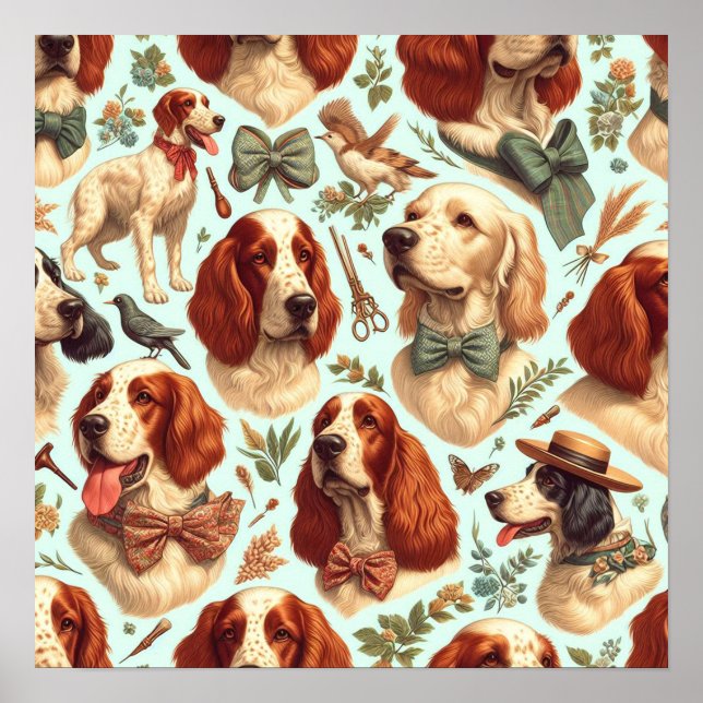 Poster Vintage English Setter Seamless (Frente)