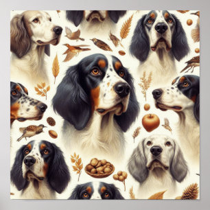 Poster Vintage English Setter Seamless
