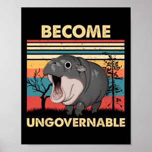 Poster Vintage Engraçado Torna-Se Ungovernável Moo Deng B