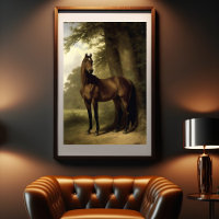 Vintage Equestrian Horse Landscape Arte Digital