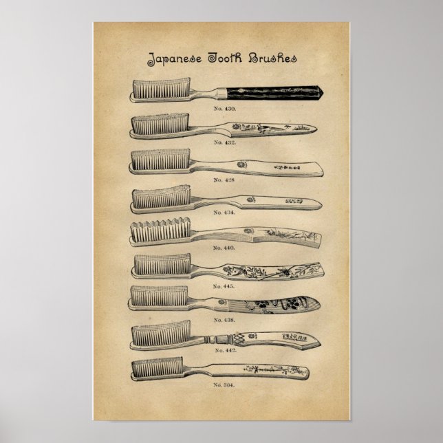 Poster Vintage escovas de dentes (Frente)