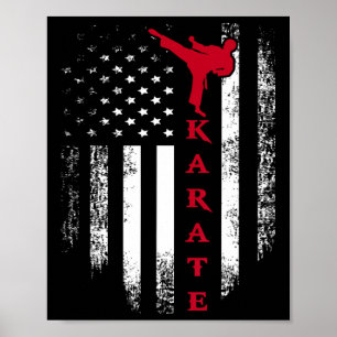 Poster Vintage Estados Unidos, Red White Karate, Bandeira